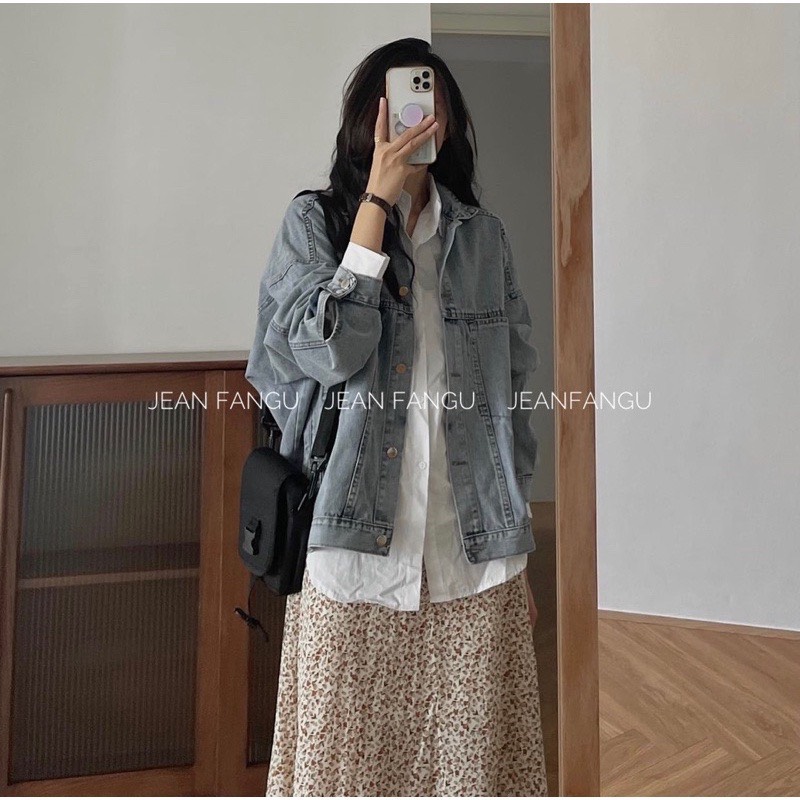 Áo khoác jean nữ dáng rộng ( hàng quảng châu loại 1 sẵn shop )