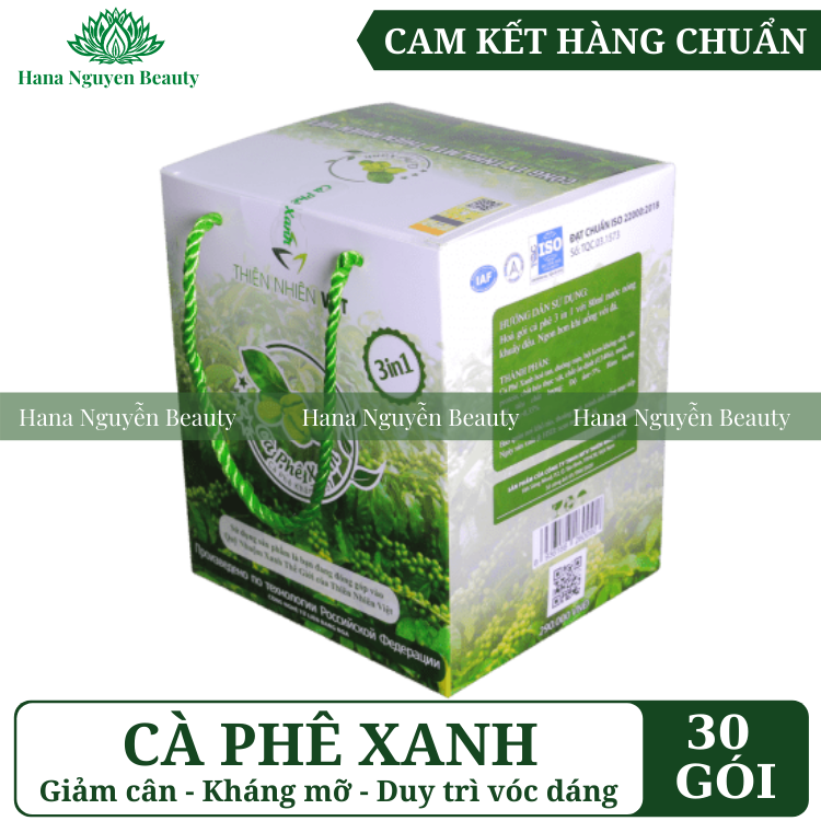 1 hộp cà phê xanh lớn 30 gói