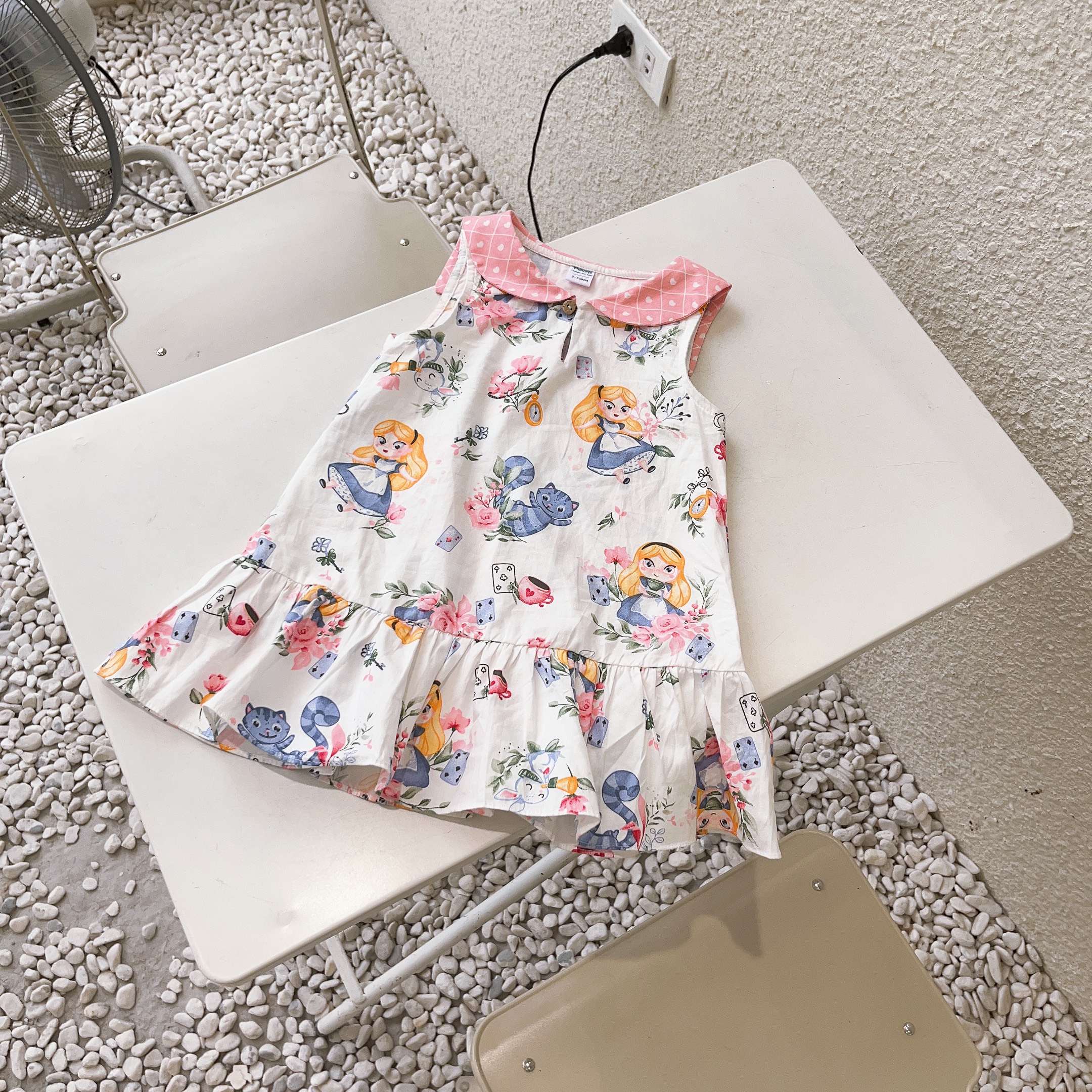 Váy sát nách cổ sen cotton thô nhiều họa tiết đáng yêu cho bé TT