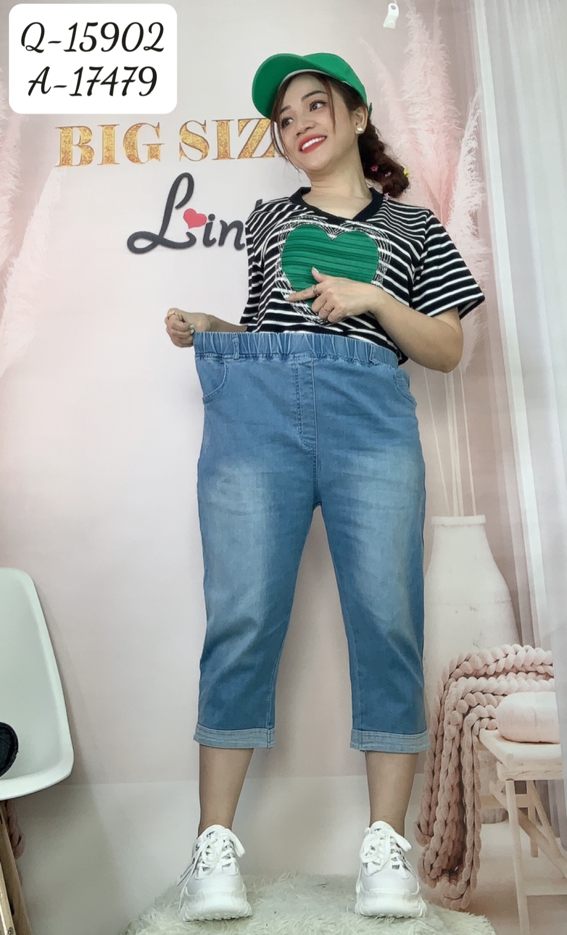 Quần Jean lửng BIGSIZE size ĐẠI lưng thun 15902