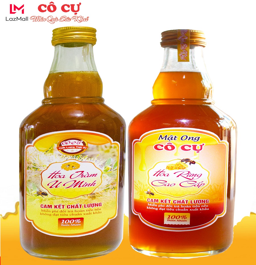 Combo 2 chai mật ong nguyên chất hoa rừng cao cấp 500ml + mật ong hoa tràm