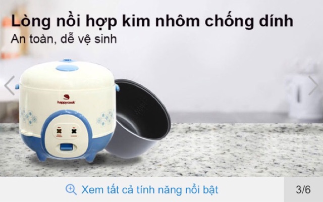 Nồi Cơm Điện 1L8 Happy Cook HC180A