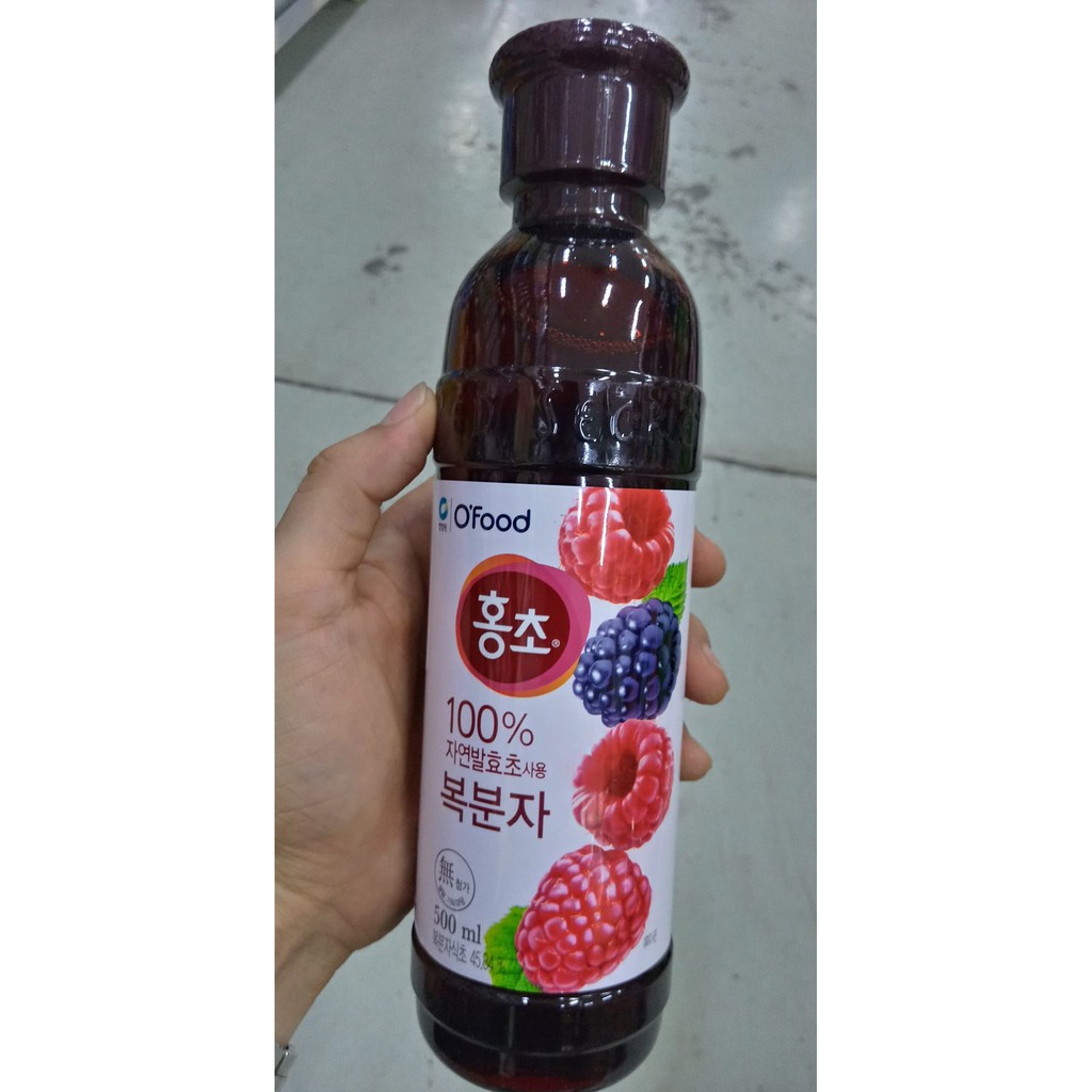 Giấm Uống Giúp Giảm Cân Vị Mâm Xôi, Dấm Mâm Xôi Uống Hàn Quốc 500ml - 홍초 복분자