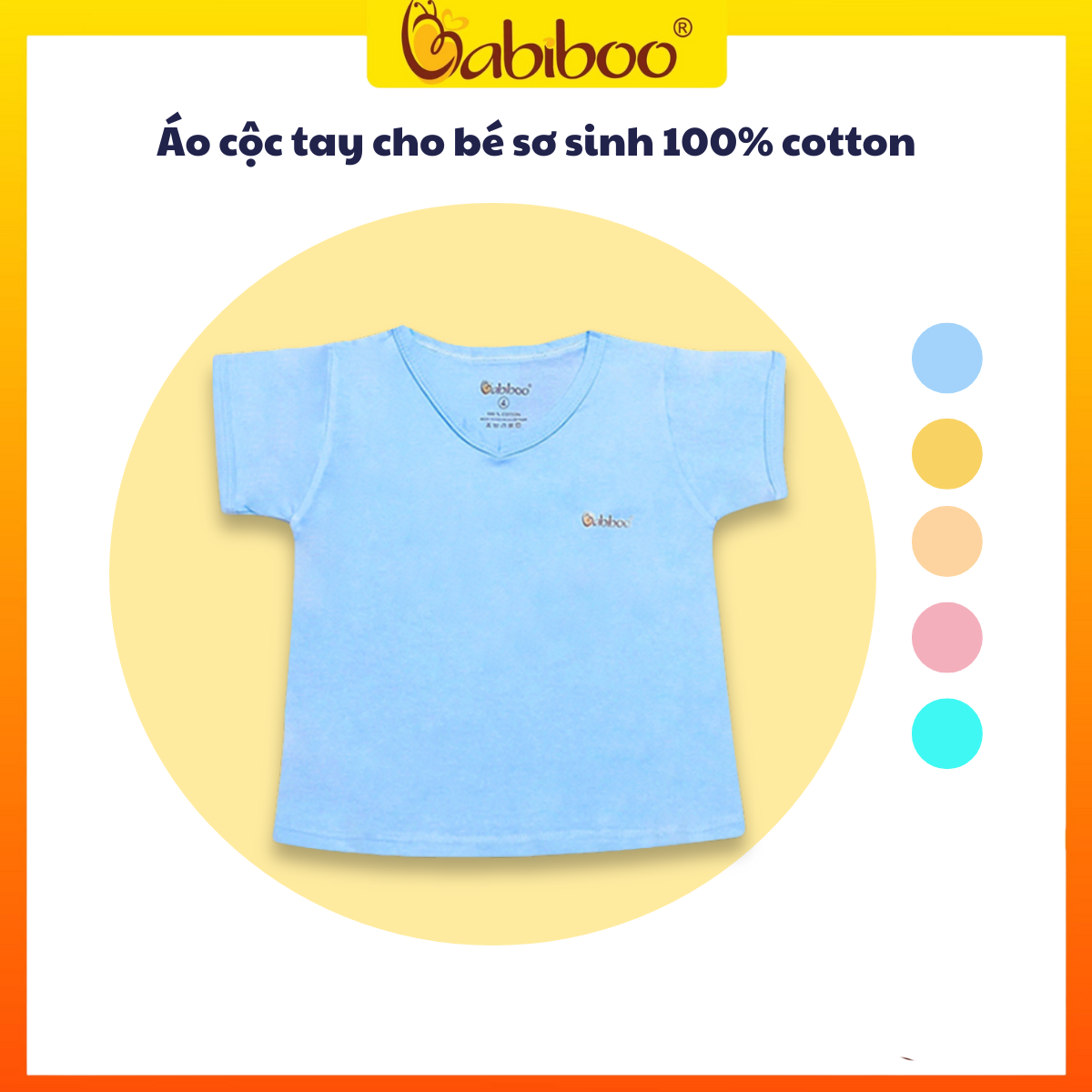 Áo sơ sinh Babiboo áo sơ sinh cổ tim , vải cotton mềm mại BB80