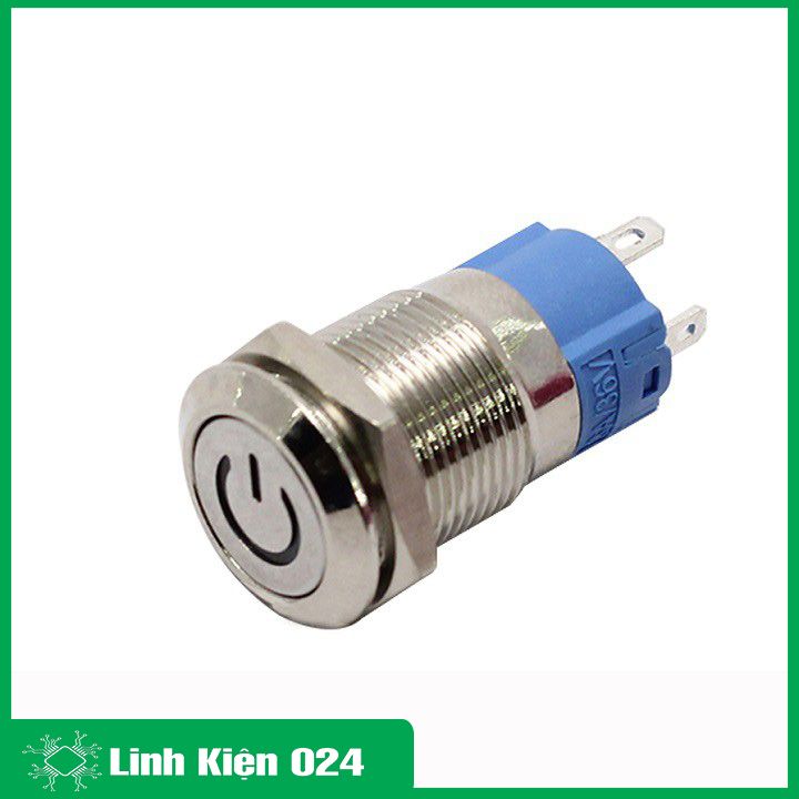 Nút nhấn đề sắt chống nước có đèn báo 12VDC12mm nhấn giữ