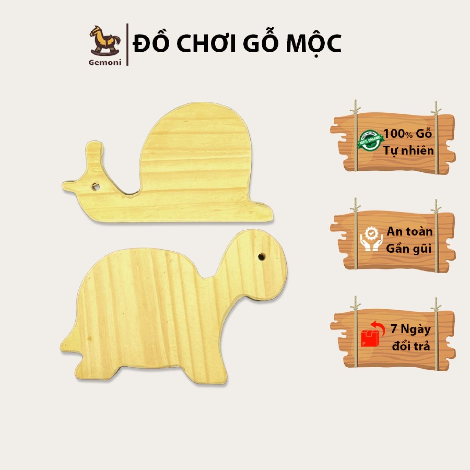 Thú Gỗ Mộc Rùa Và Sên Cho Bé Tô Màu - Đồ Chơi Gỗ Gemoni - Mixasale