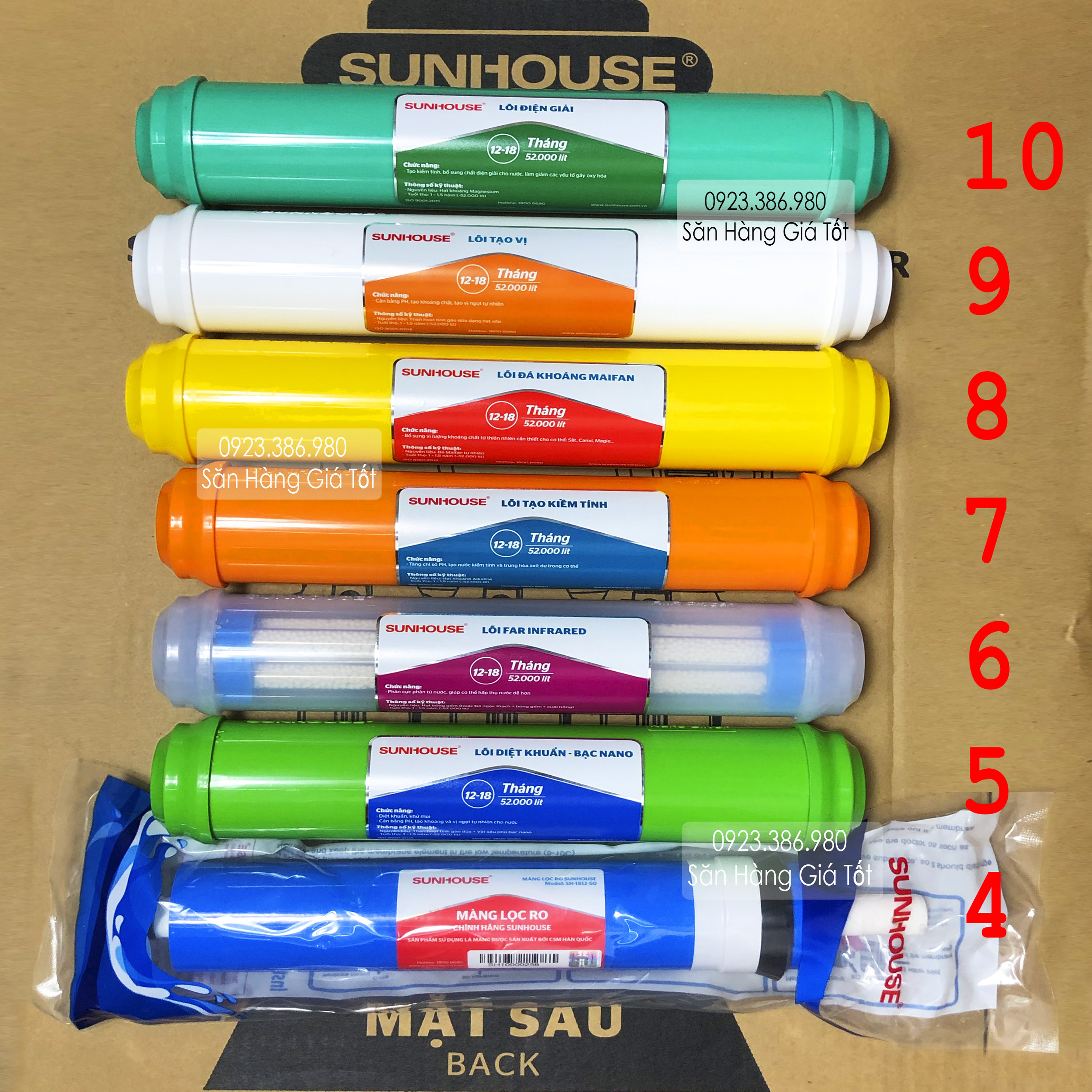 Combo lõi lọc khoáng Sunhouse số 4,5,6,7,8,9,10 - Chính hãng