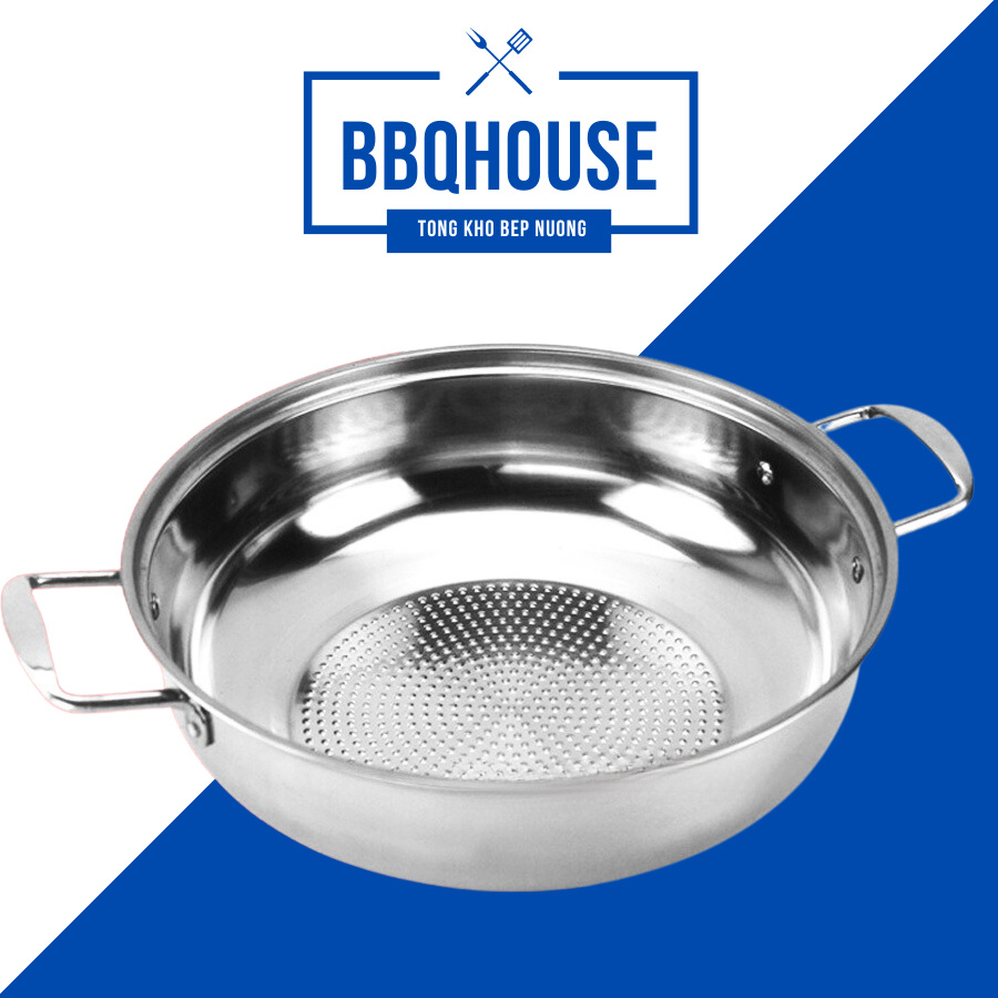 Nồi Lẩu Chảo Inox Nắp Kính 30cm