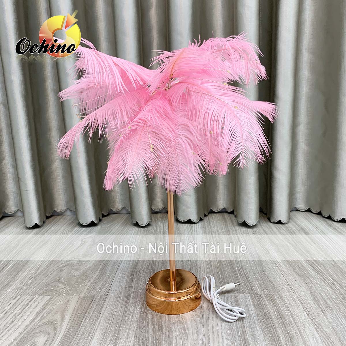 Đèn Ngủ Lông Vũ, Đèn Lông Vũ, Đèn Lông Đà Điểu Cao cấp, Đèn Ngủ Trang Trí (Có điểu Khiển từ xa và Hẹn giờ)