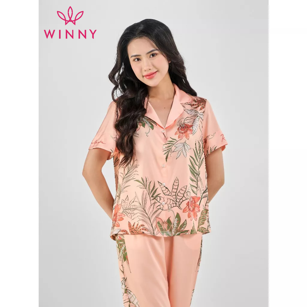 WINNY - Bộ đồ lụa cộc tay quần dài mặc nhà 1MNSA23130D
