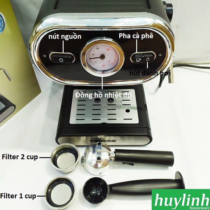 Máy pha cà phê Tiross TS6211 - Áp lực 15 bar