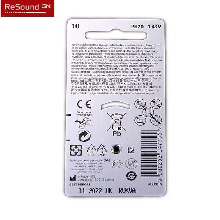 Pin máy trợ thính ReSound A10 PR70 P70