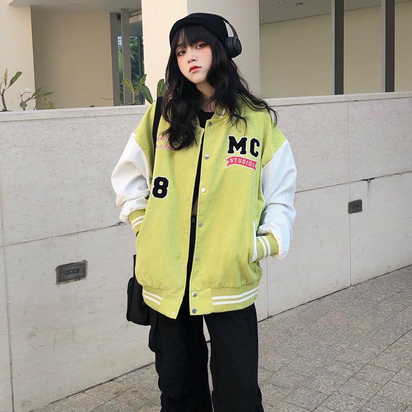Academy bomber màu xanh lá