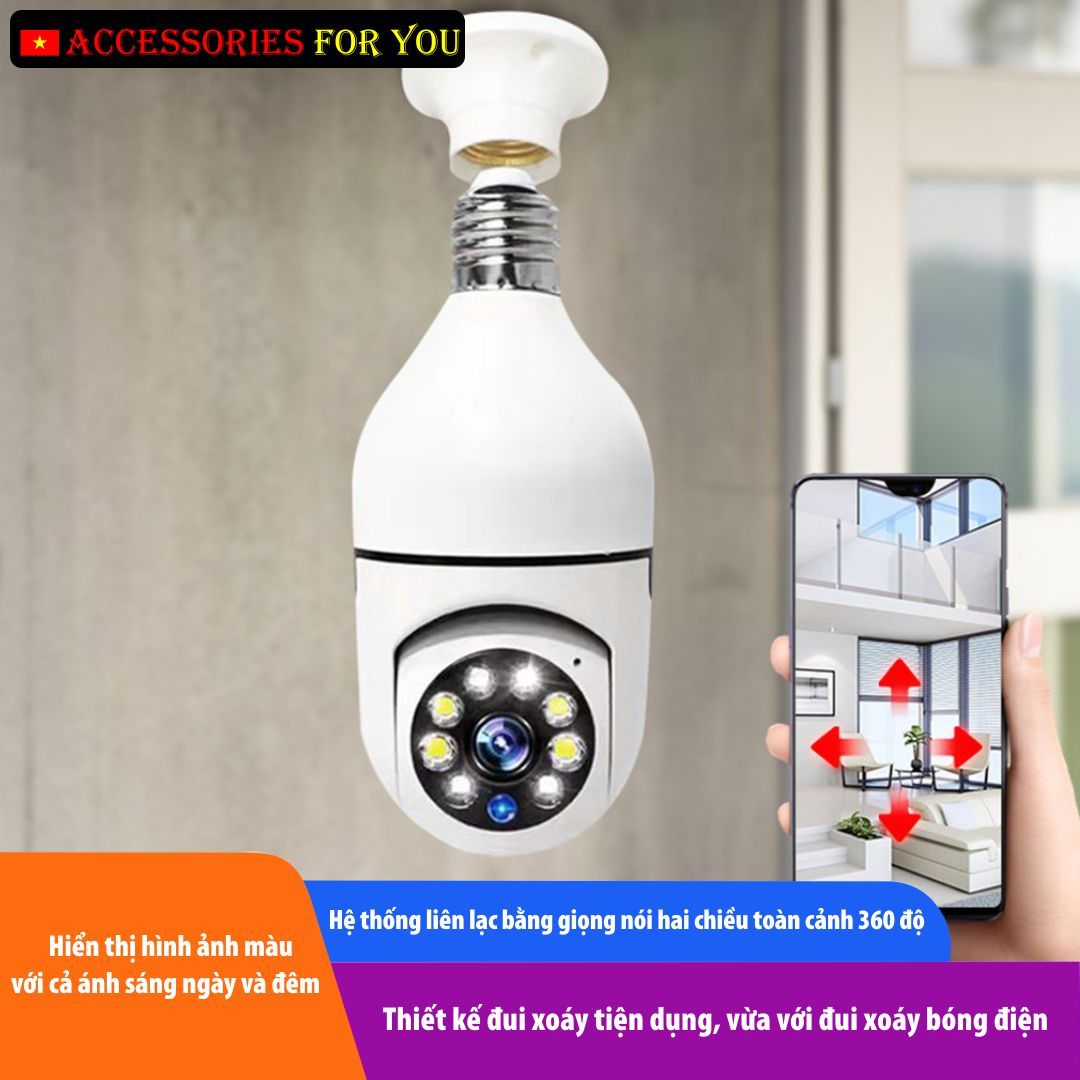 [L] Camera thông minh V380 - E27 đui xoáy [Kèm HDSD tiếng Việt, cài đặt dễ dàng trong 5 phút]
