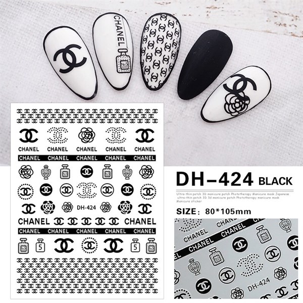 Stickers Chanel DH-424, sticker dán móng tráng trí móng