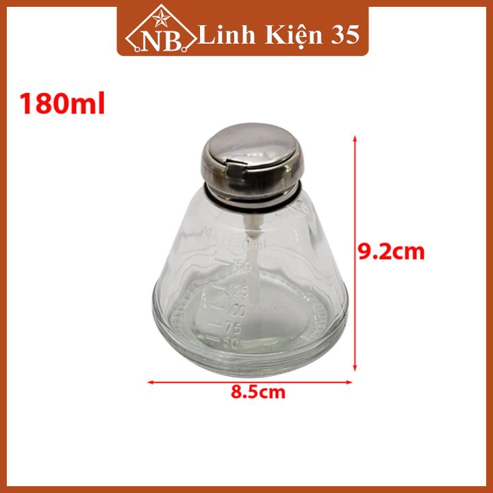 Lọ đựng dung dịch thủy tinh dung tích 150ml/180ml chứa dung cụ thí nghiệm có ống hút