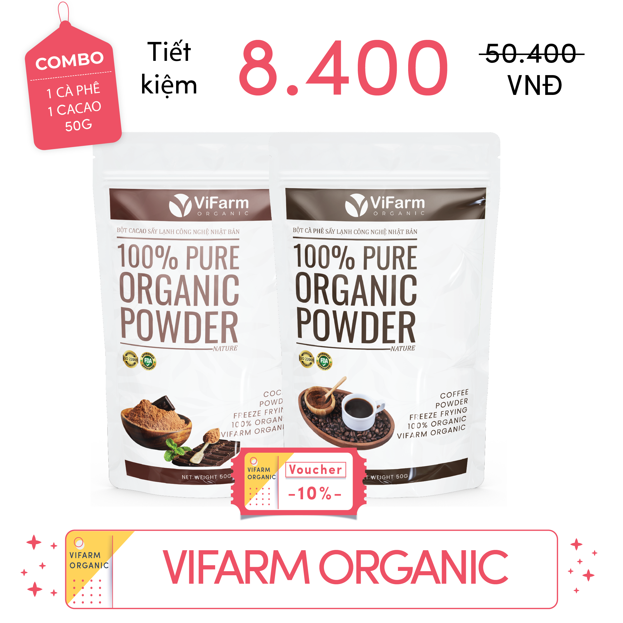 Bột Cà Phê Nguyên Chất ViFarm 50g