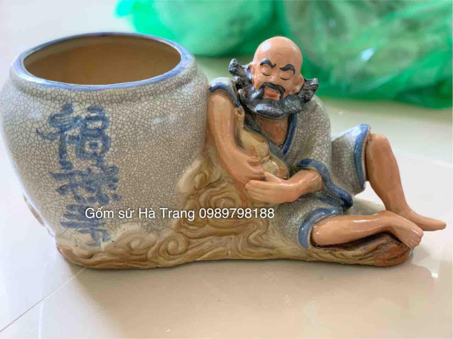 Tượng trồng cây bonsai  Gốm sứ Bát Tràng