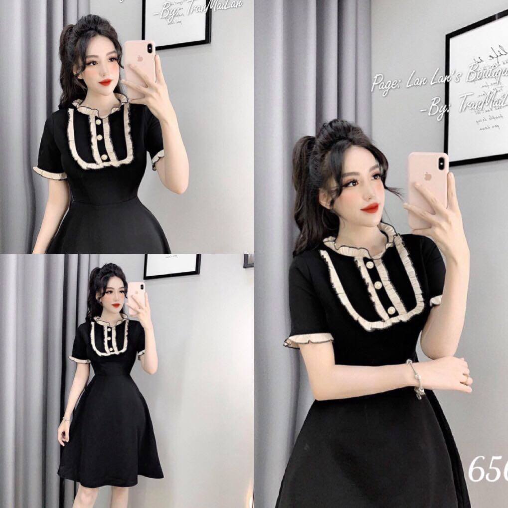 Đầm xòe dự tiệc phối bèo voan dễ thương