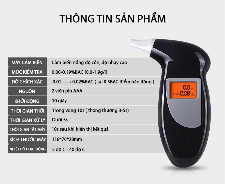 Máy Đo Nồng Độ Cồn Trong Hơi Thở AT-68 Màn Hình LCD Tuyệt Đối Chính Xác, Máy Đo Nồng Độ Cồn Chuyên nghiệp Cao Cấp, Máy Kiểm Tra Cồn Thiết Kế Móc Khóa Cầm Tay Nhỏ Gọn, Dễ Mang Theo, Độ Nhạy Cao, SX Công Nghệ Dây Chuyền USA với Chip cảm biến