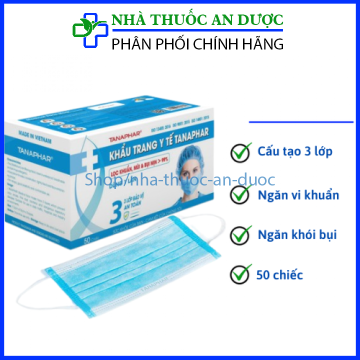Khẩu trang y tế Tanaphar 3 lớp 50 chiếc/ hộp