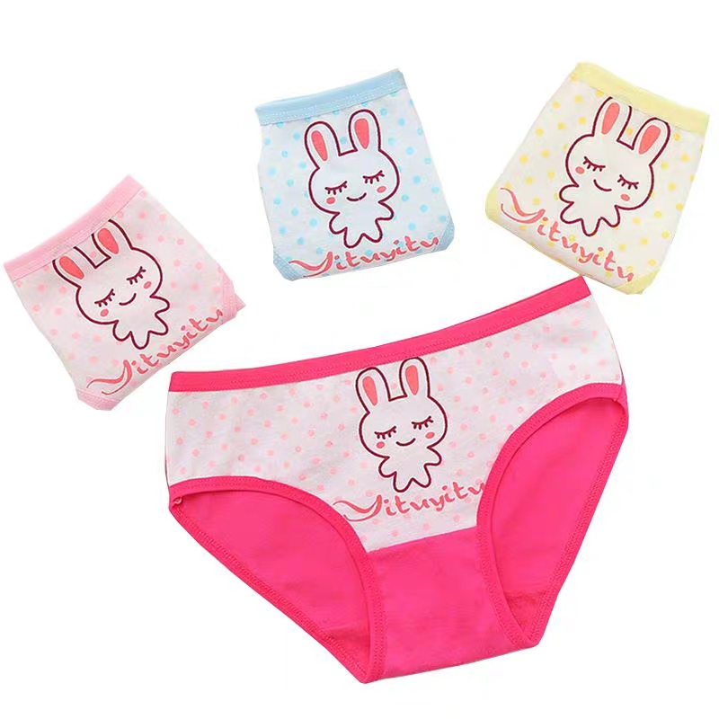 Quần lót cotton cho bé gái 1-11 tuổi hình thỏ nhiều màu sắc xinh xắn – C008a