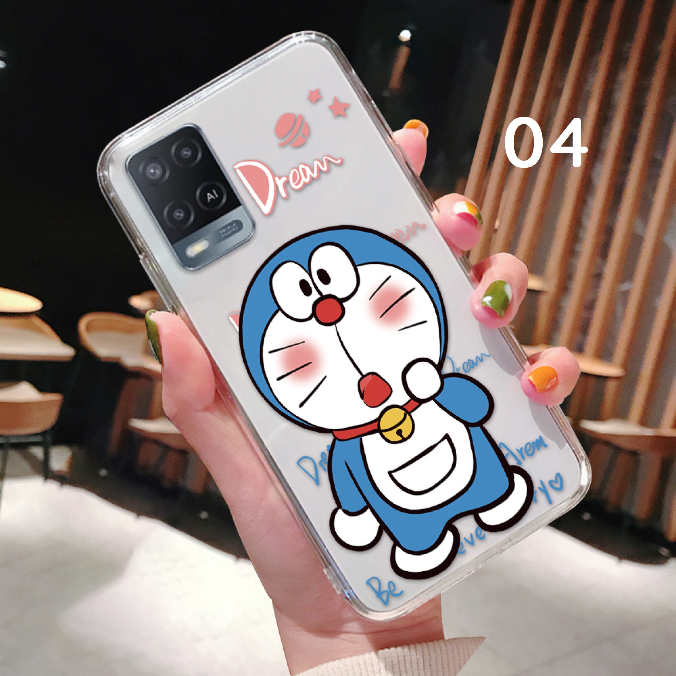 Ốp lưng Oppo A54 dẻo silicon in hình doraemon dễ thương