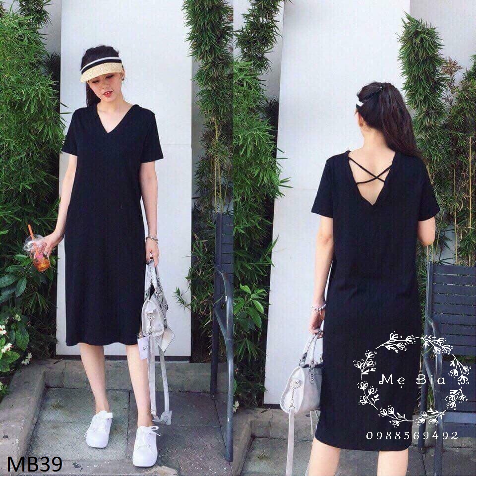 Váy đen dây chéo lưng MB39