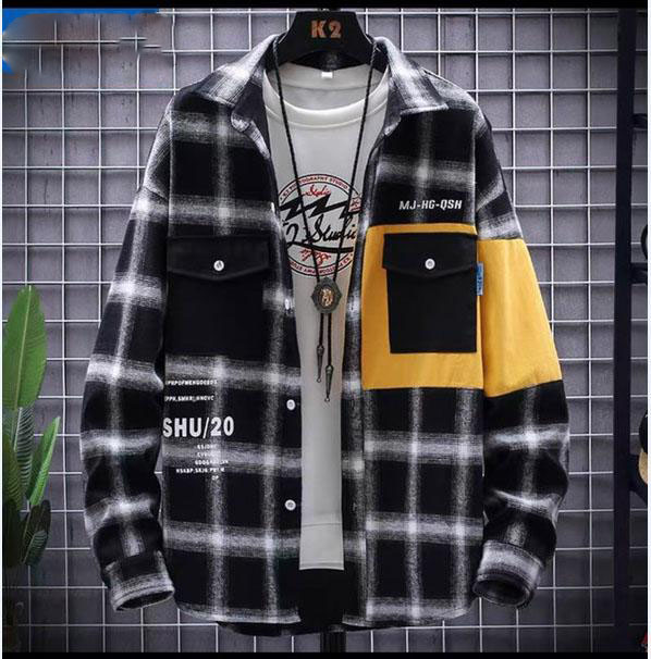 [HCM]Áo khoác caro kiểu dáng sơ mi phong cách hàn quốc CÓ 2 TÚI ĐEN