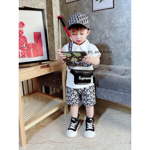 [SET BÉ TRAI] Bộ DIOR chất chơi kèm mũ cho bé trai