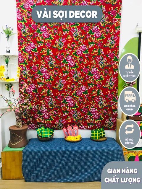 Vải chăn con công hồng sen (khổ vải 160cm x 97cm dài vô cùng)