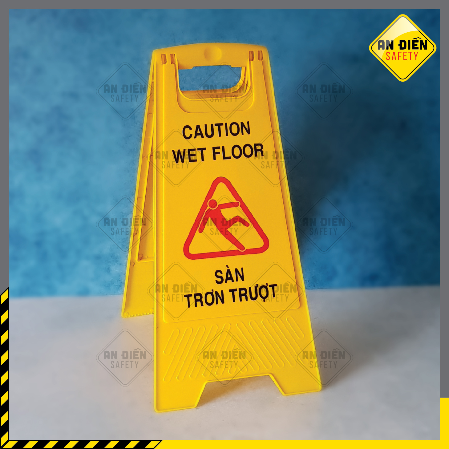 Biển báo An Điền Safety - Biển báo SÀN TRƠN TRƯỢT bằng nhựa gấp mở chữ A