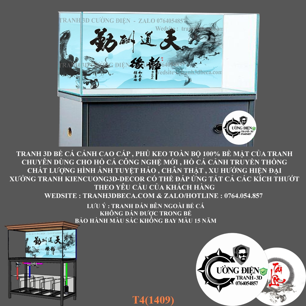 [Tặng Đồ Dán+Sticker] tranh 3d bể cá-1410