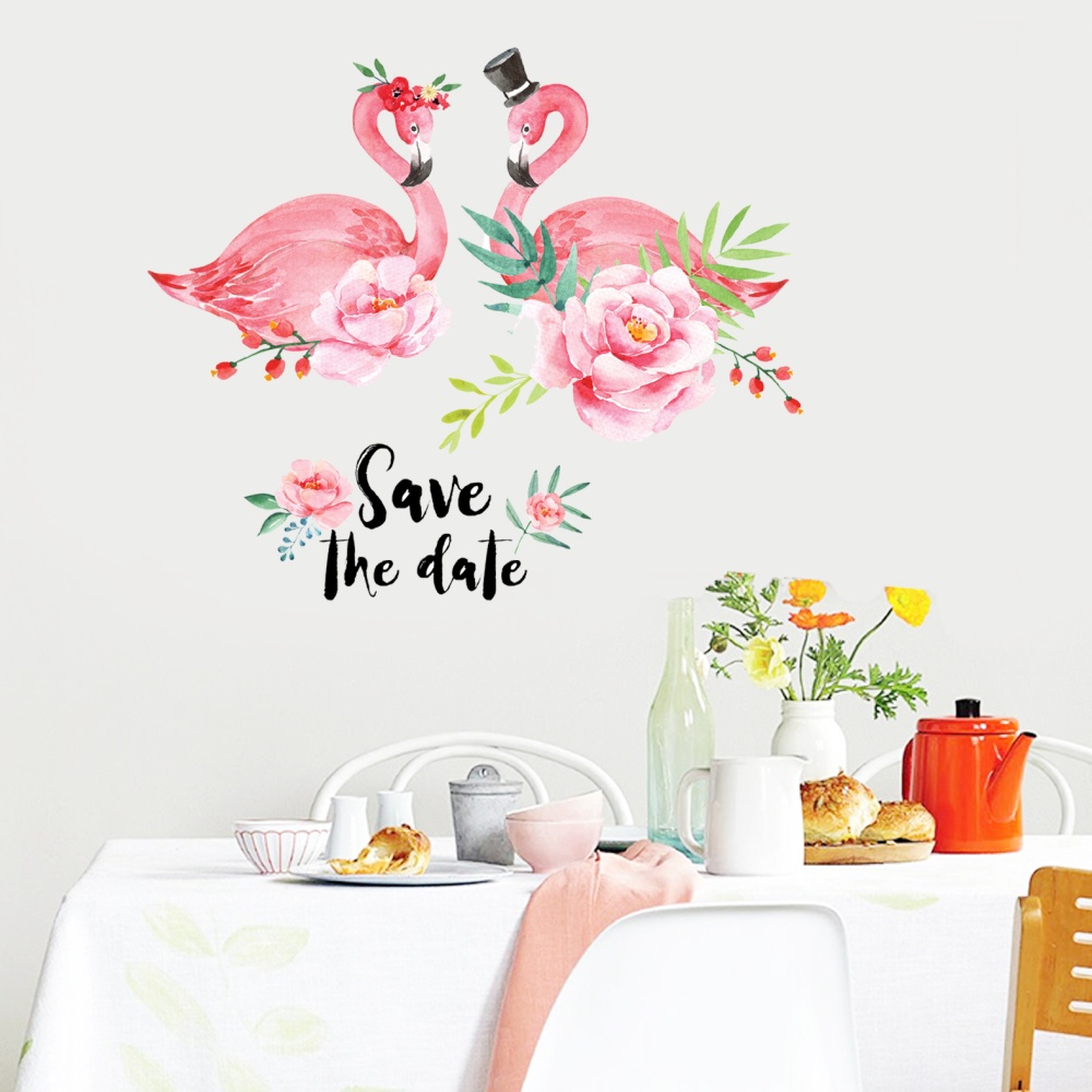 Decal dán tường Đôi hạc hồng -P14 -vivadecals