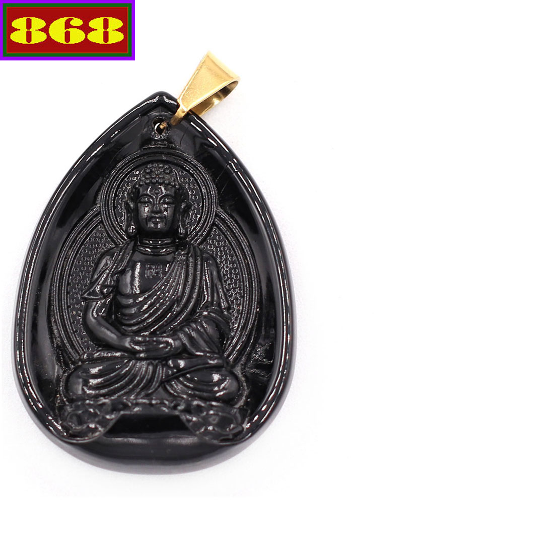 Mặt dây chuyền Phật Dược sư đá Thạch Anh đen MDSEV9 - Đem lại Sức khỏe, an lành