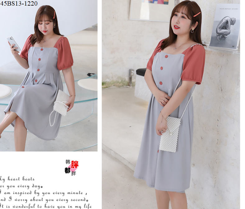 ĐẦM XÒE PHỐI MÀU CỔ VUÔNG CAO CẤP BIG SIZE