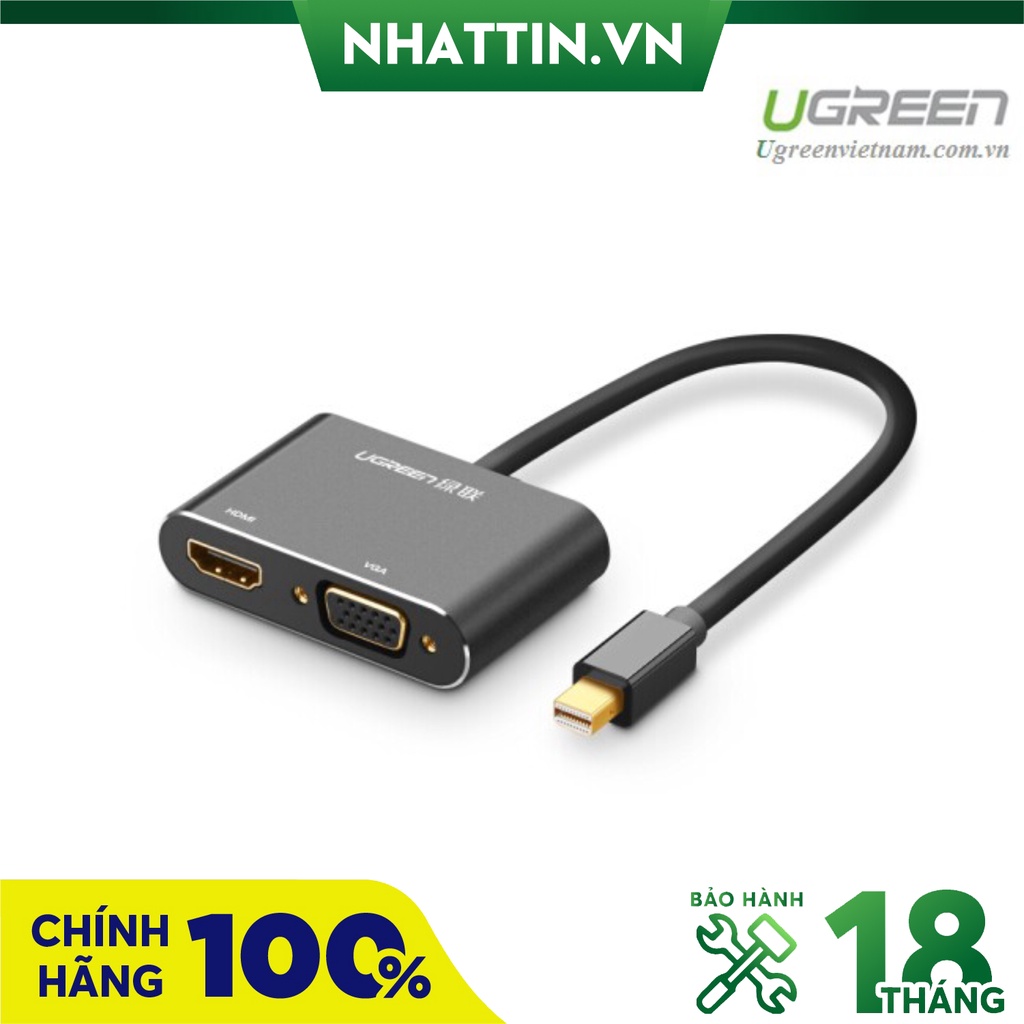 Cáp chuyển đổi mini displayport to hdmi / vga chính hãng ugreen 20422 màu đen - phân phối chính hãng