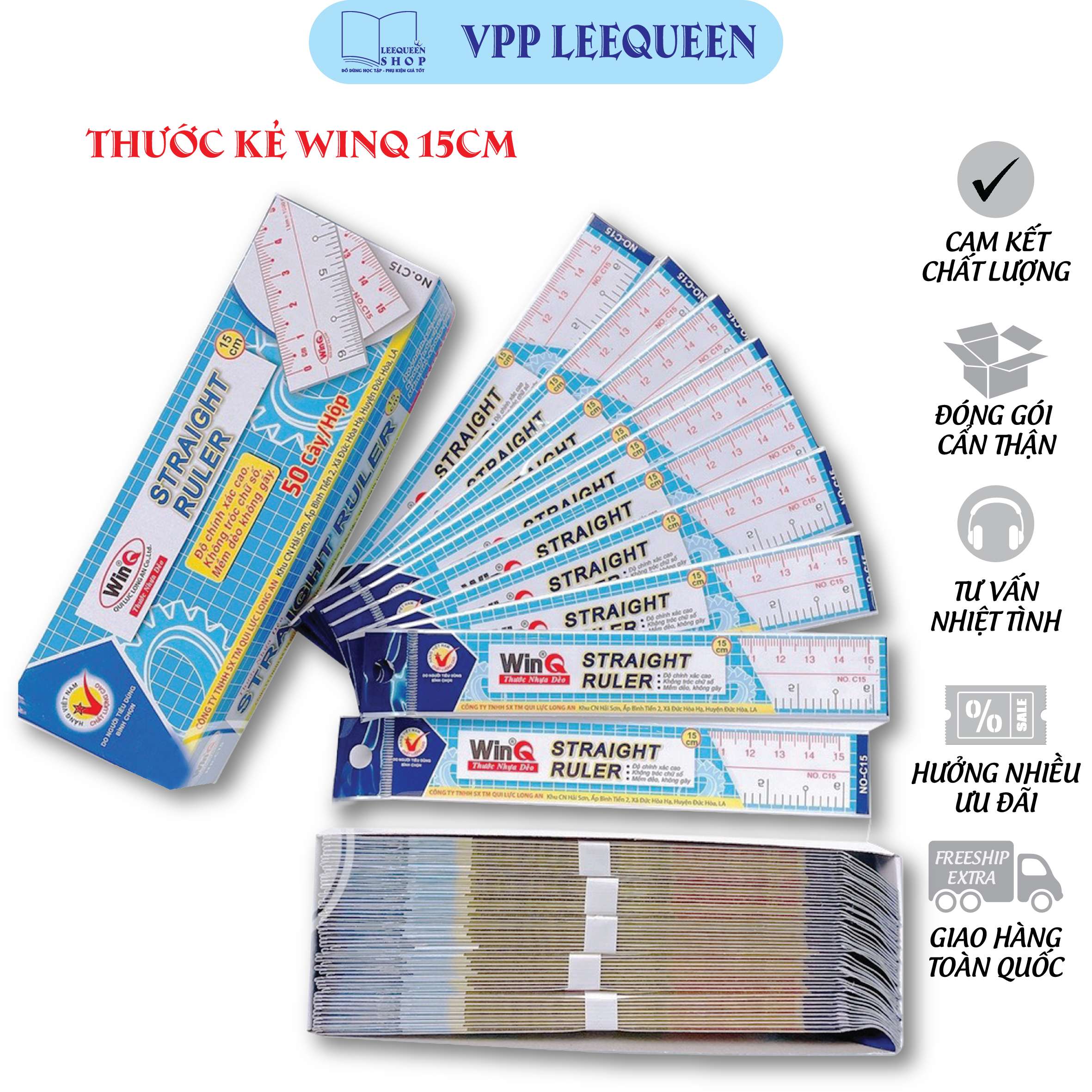 Combo 2 cây Thước Kẻ Dẻo WinQ 15cm