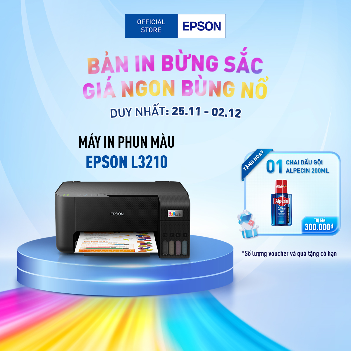 Máy in phun màu đa năng Epson Ecotank L3210