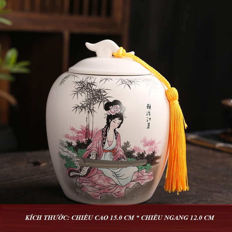 Hũ, bình đựng trà bằng sứ cảnh đức trấn
