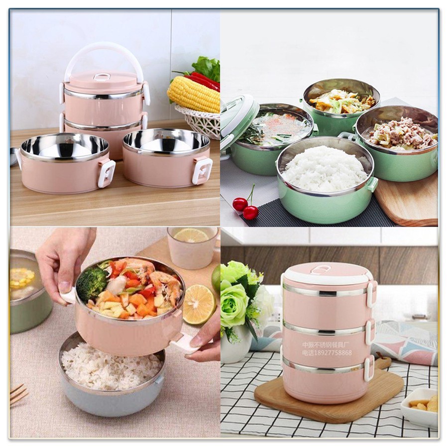 Cặp lồng đựng thức ăn nhiệt lúa mạch 4 tầng