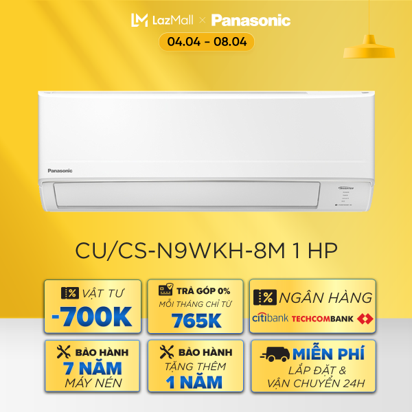 [Trả góp 0%][Giảm 500k phí vật tư] Máy lạnh CU/CS-N9WKH-8M Panasonic - Một chiều - Tiêu chuẩn