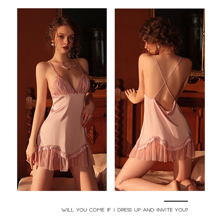 Váy lụa pha ren quai chéo cao cấp 699