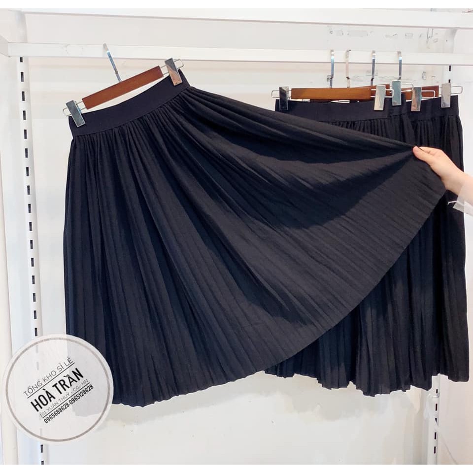 Chân váy Xếp Li Midi Dập Ly  Nữ Cao cấp