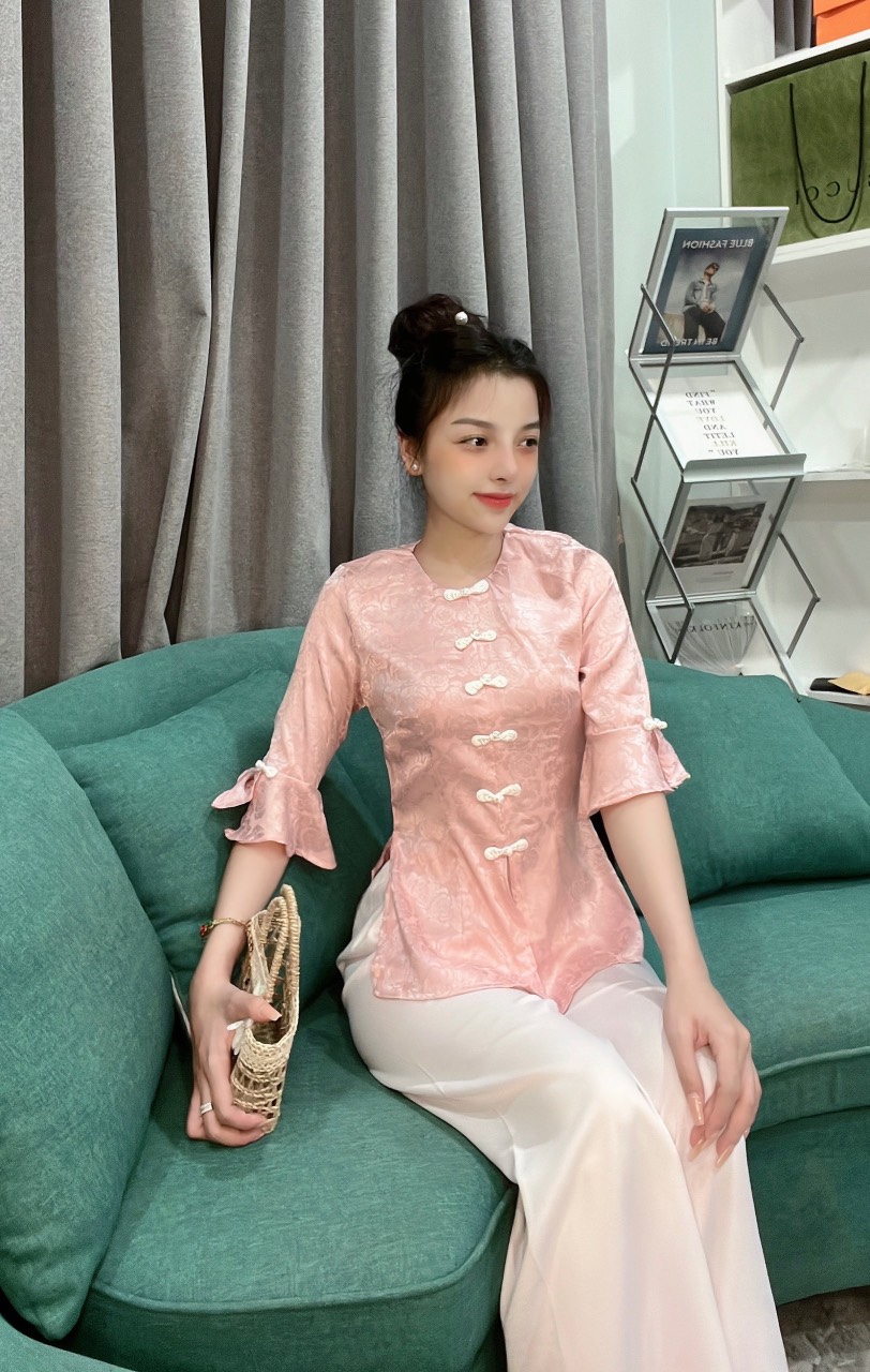 ÁO BÀ BA LỤA GẤM TAY XÒE