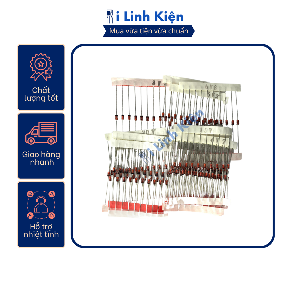 Diode zener 1W combo 14 loại thông dụng nhất,