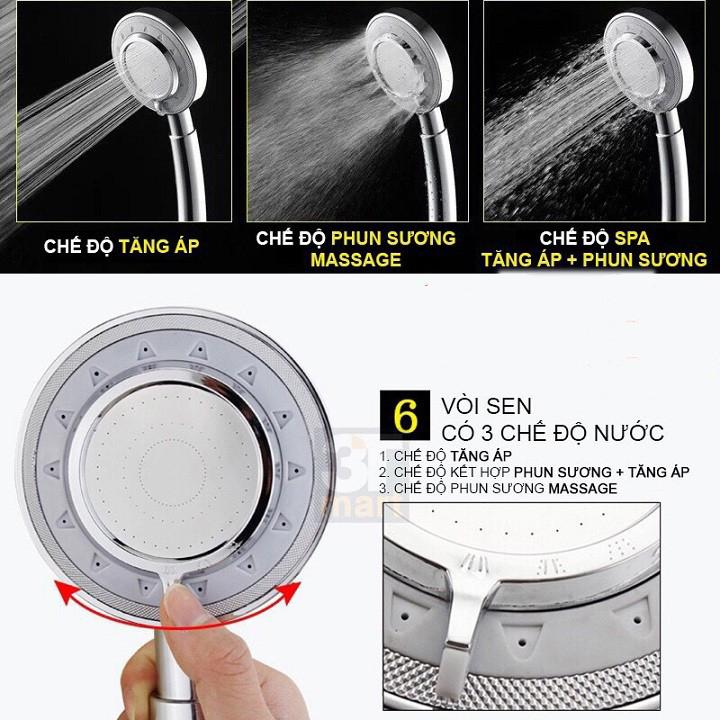 Combo 03 bát sen tăng áp ba chê độ nước VT06