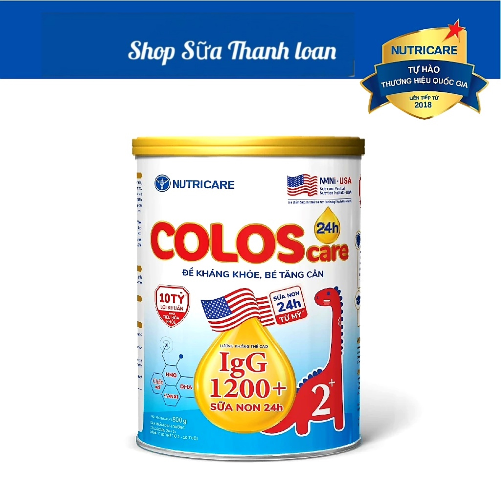 Sữa bột nutricare coloscare 2+ tăng cường hệ miễn dịch 800g .