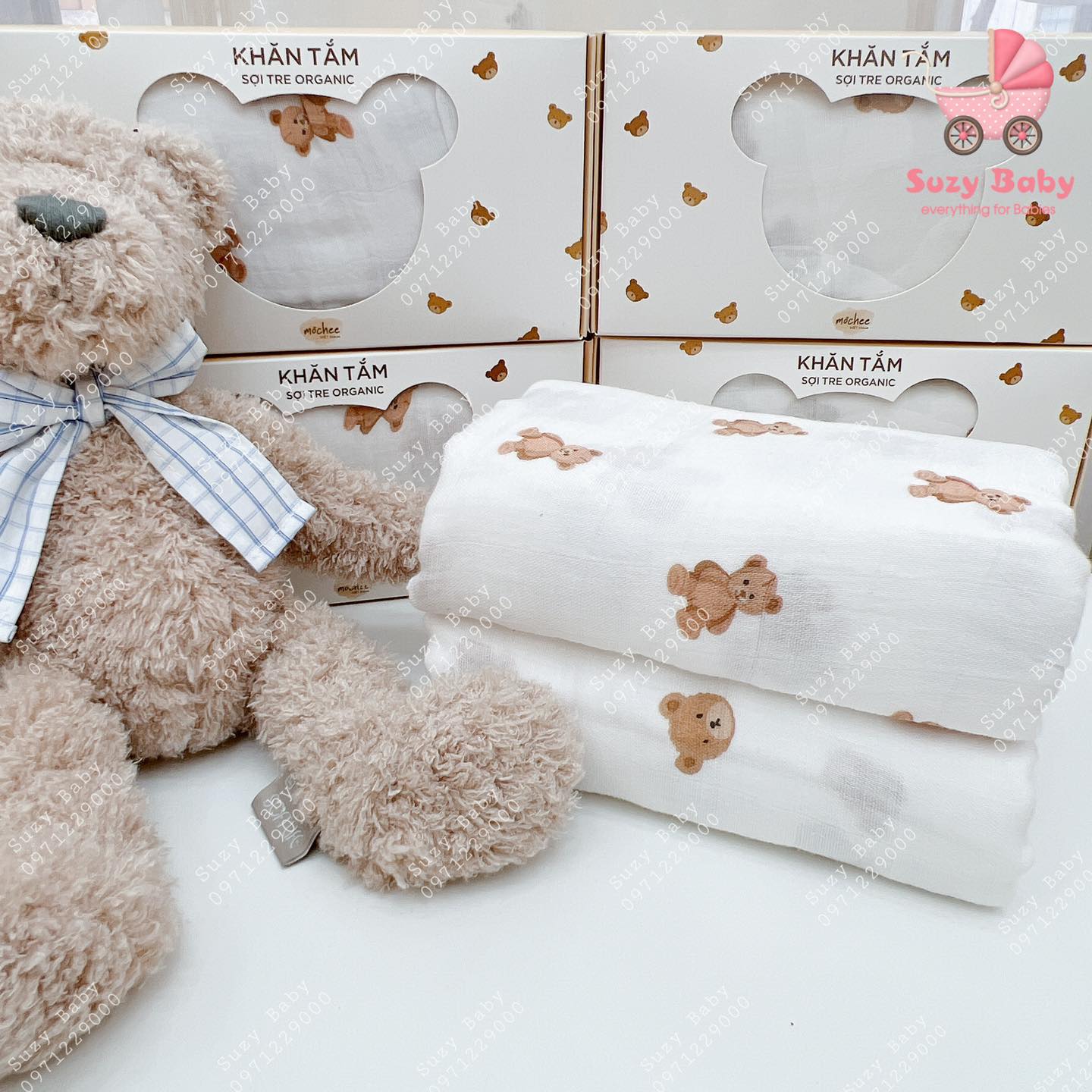 Khăn tắm xô sợi tre organic MOchee cho bé