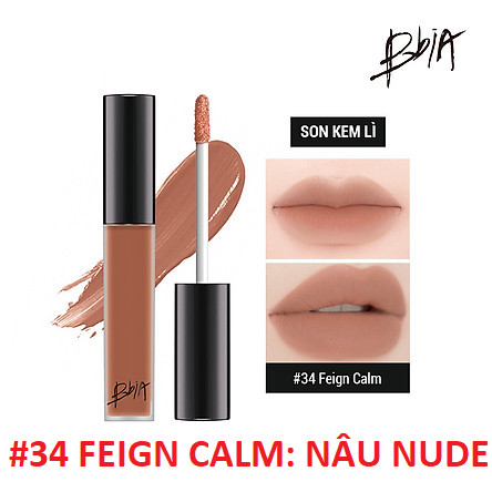 Son kem lì bbia last velvet lip tint #34 feign calm: nâu nude.